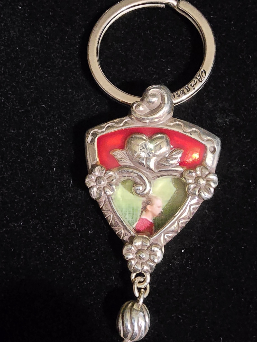 Retired Brighton silver-tone photo key fob